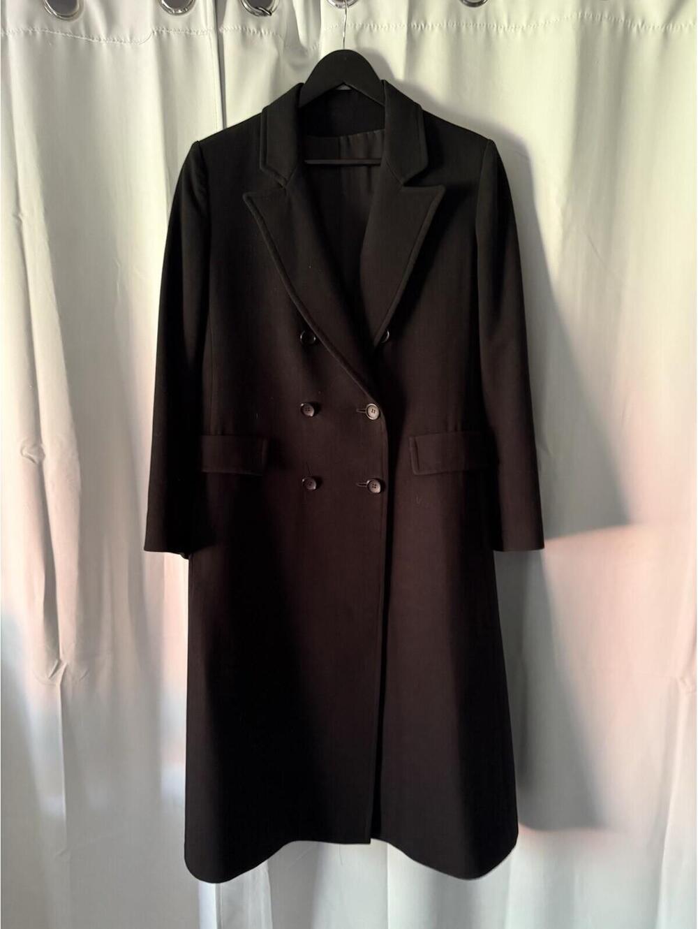 Vintage Fleurette Black Wool Coat Women's Size M/L Fashionable Warm Quality